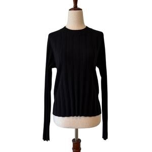 NWOT Halogen Twist Back Open Back Ribbed Sweater, Black, Women’s Large